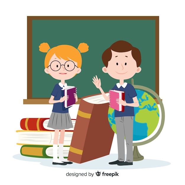 Cartoon children back to school background