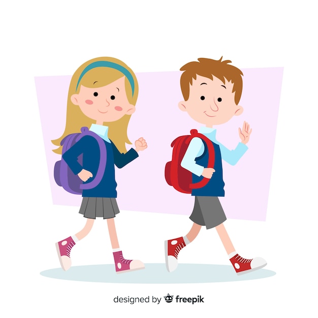 Cartoon children back to school background