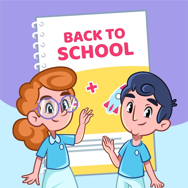 学校のコンセプトに戻る漫画の子供たち