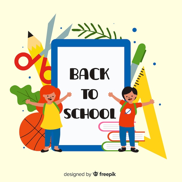 Cartoon children back to school