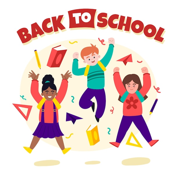 Free vector cartoon children back to school