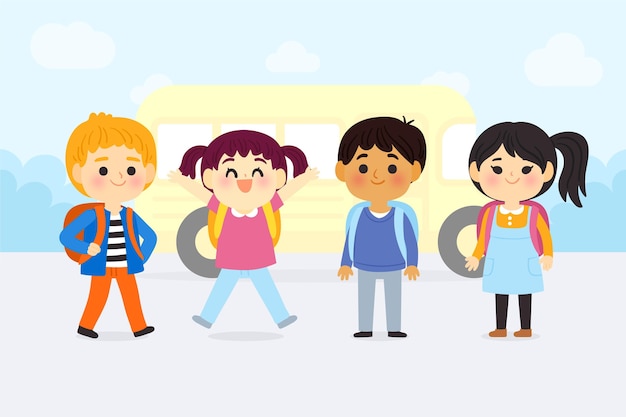 Cartoon Children Back to School: Free Vector Templates for Download