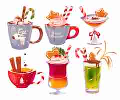 Free vector cartoon christmas alcohol drinks collection