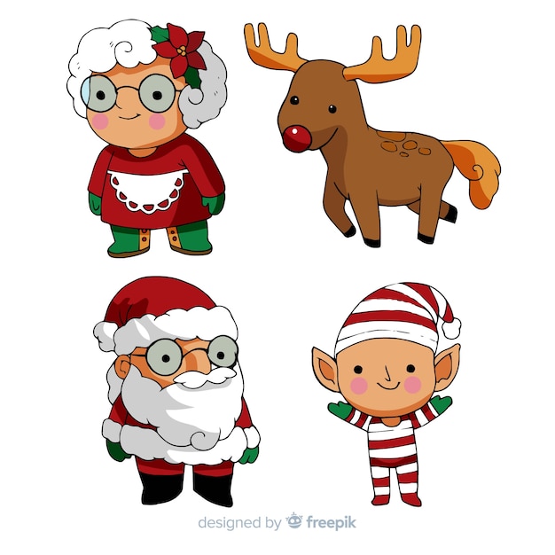 Free vector cartoon christmas characters collection