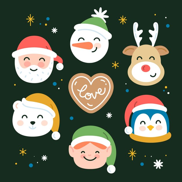 Cartoon christmas characters collection
