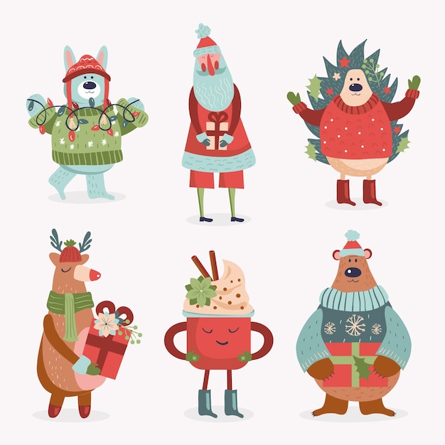 Cartoon christmas characters collection