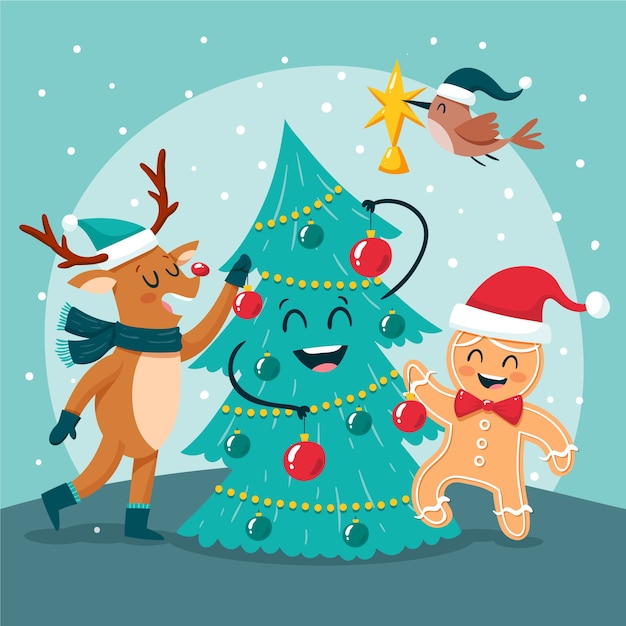 Free vector cartoon christmas characters collection