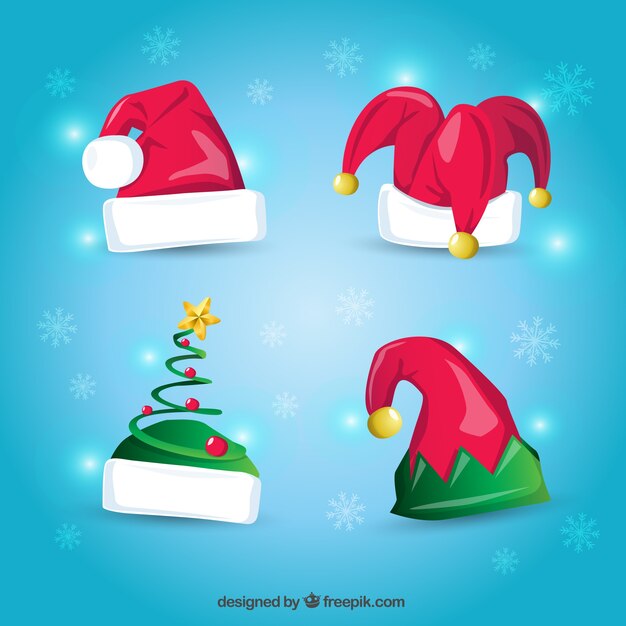 Free Vector | Cartoon christmas hats