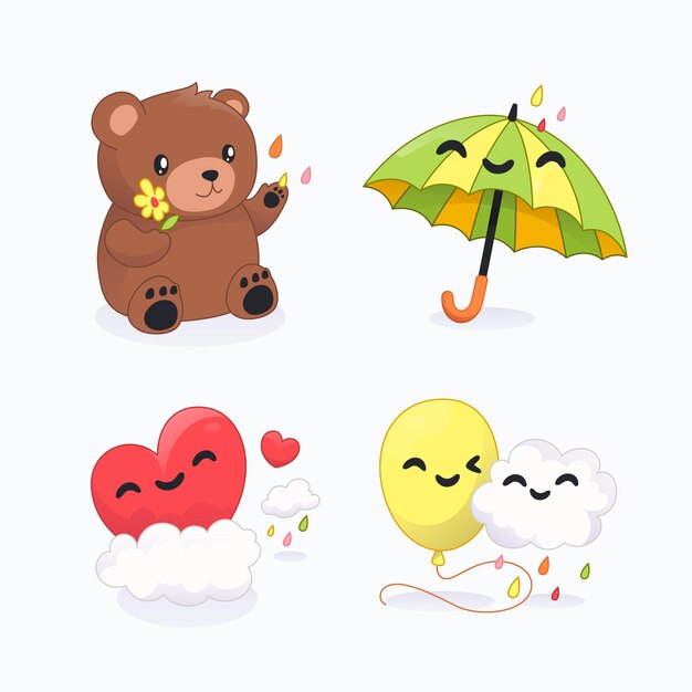 만화 chuva de amor 장식 요소 컬렉션