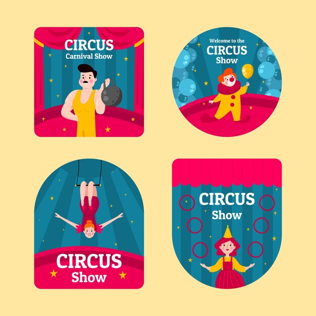 Cartoon circus show labels