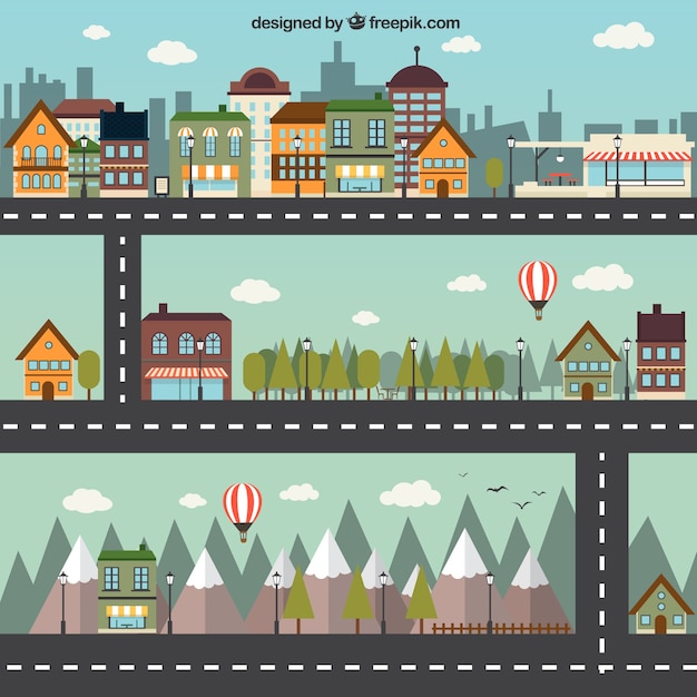 Free vector cartoon city