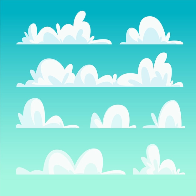 Cartoon cloud set