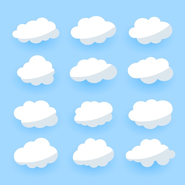 Cartoon clouds collection of twelve