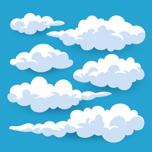 Cartoon clouds collection Free Vector