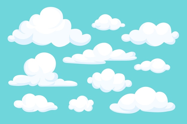 Vettore gratuito collezione di nuvole di cartoni animati