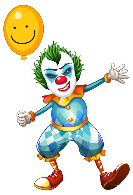 Cartoon clown holding balloon