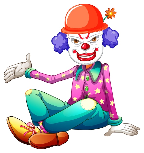 Cartoon clown on whie background