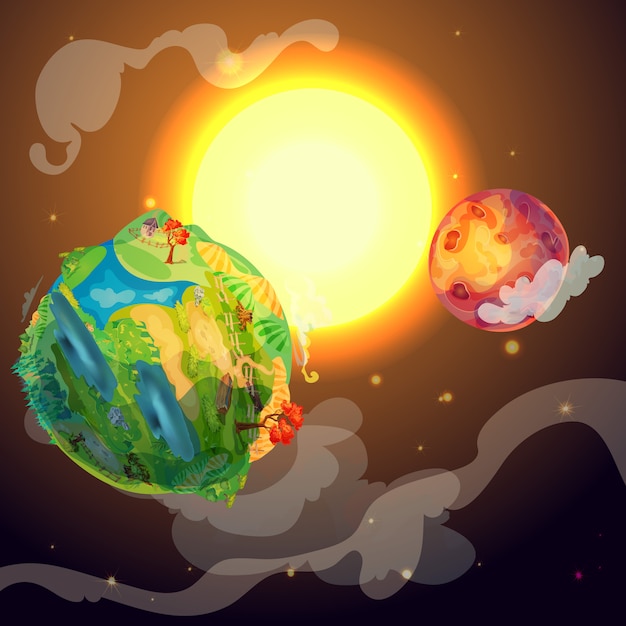 Cartoon Colorful Earth Planet Template