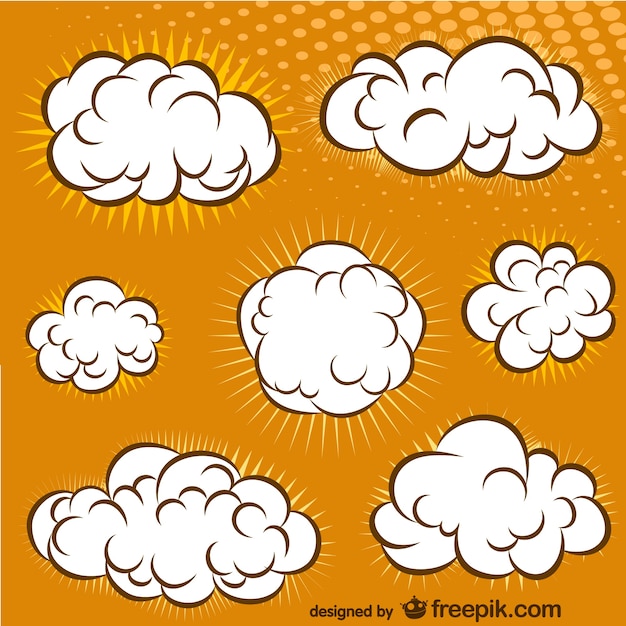 Free vector cartoon comic book clouds