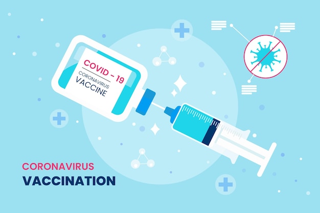 Бесплатное векторное изображение Мультяшный фон вакцины против коронавируса