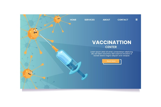 Free vector cartoon coronavirus vaccine landing page