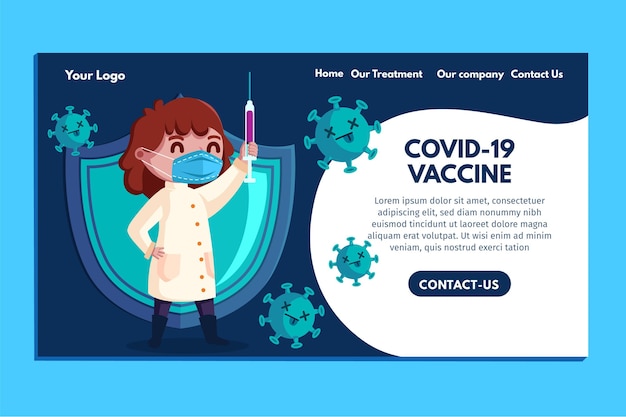 Free vector cartoon coronavirus vaccine web template illustrated