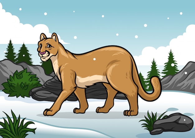 pics Cougar Cartoon Drawing vector cartoon cougar illustration