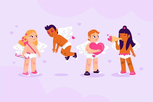 Free vector cartoon cupid character collection