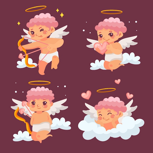 Collezione di personaggi dei cartoni animati cupido