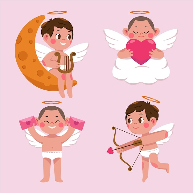 Collezione di personaggi dei cartoni animati cupido