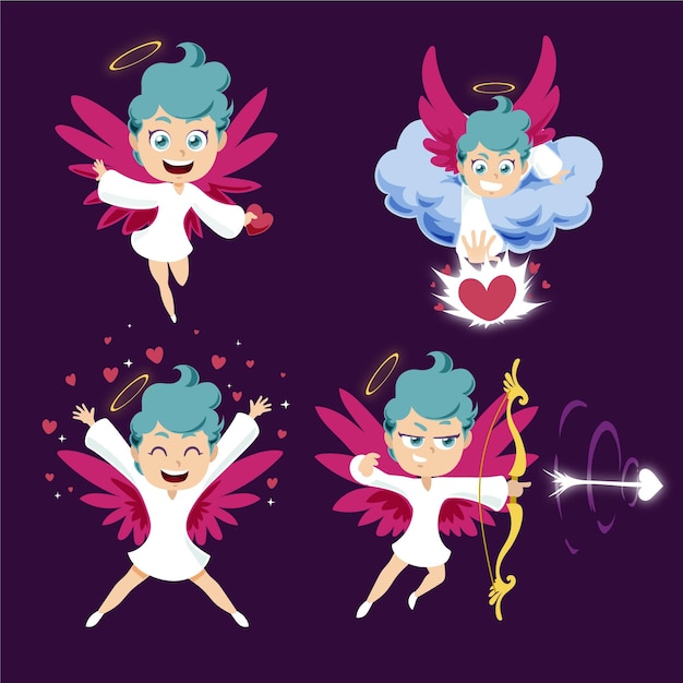 Free vector cartoon cupid character illustrations collection