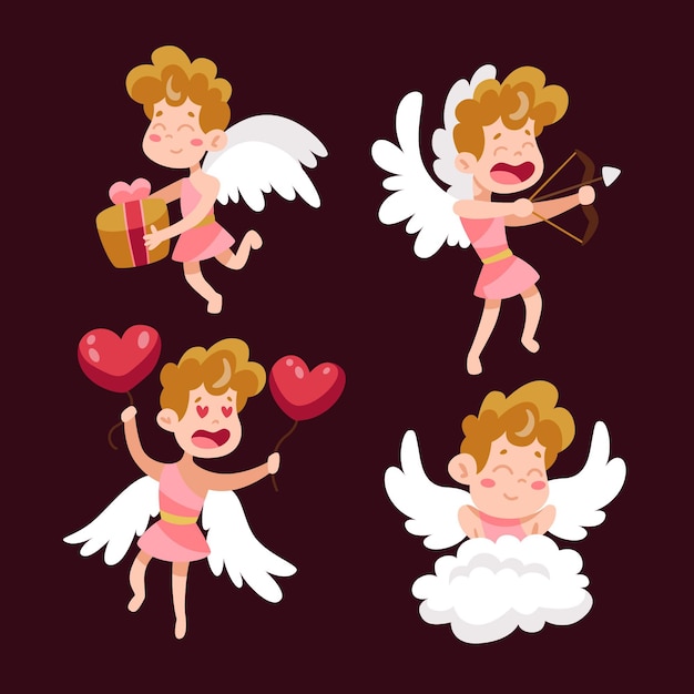 Cartoon cupid character set