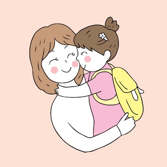 学校​の​母​と​娘​の​キス​に​かわいい​漫画​。