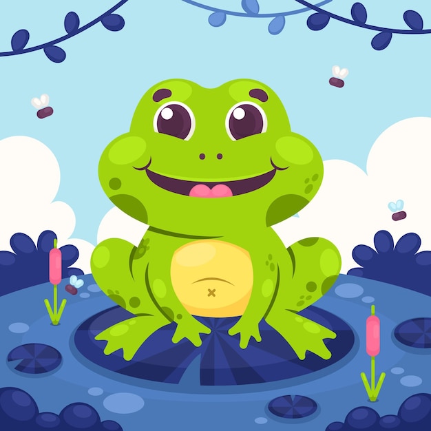 Free vector cartoon cute frog illustration