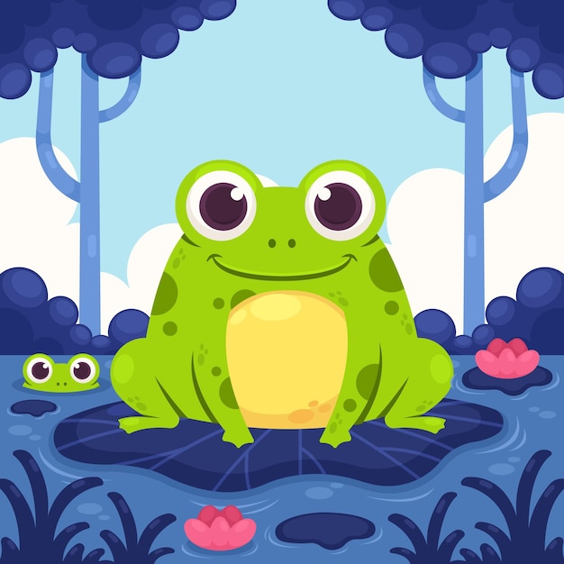 Cartoon cute frog illustration