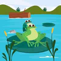 Free vector cartoon cute frog illustration