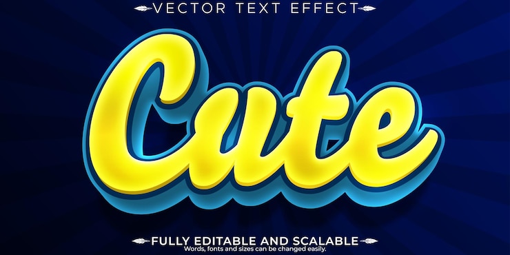 Free Vector cartoon cute text effect editable adorable and charming customizable font style