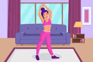 Free vector cartoon dance fitness at home