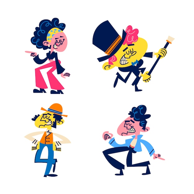 Free vector cartoon dance moves stickers collection