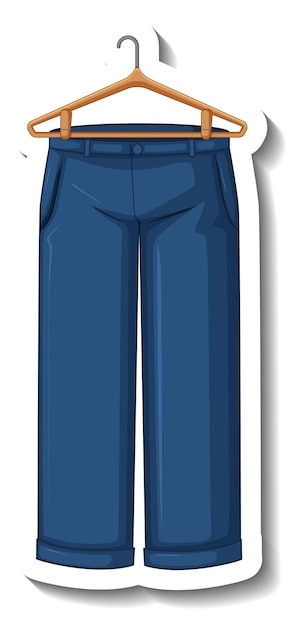 Бесплатное векторное изображение Мультяшные джинсовые брюки с вешалкой