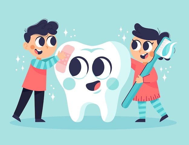 Cartoon dental care concept illustration