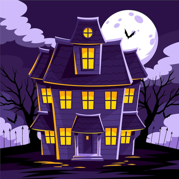 Free vector cartoon design halloween house