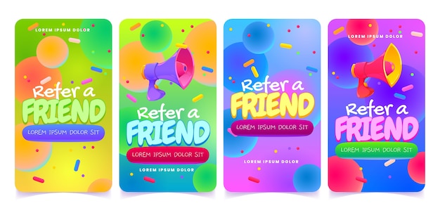 Free vector cartoon design refer a friend instagram stories