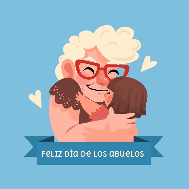 Cartoon dia de los abuelos illustration