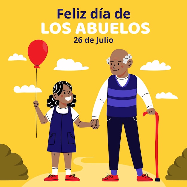 Cartoon dia de los abuelos illustration