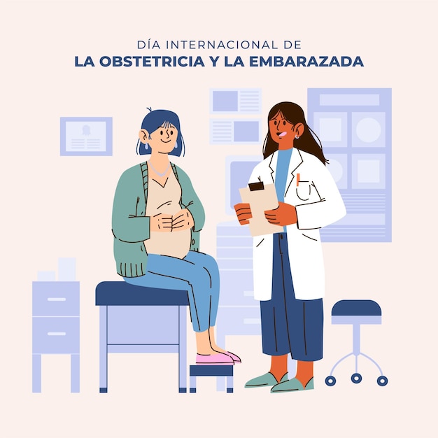 Vettore gratuito cartoon dia internacional de la obstetricia y la embarazada illustration