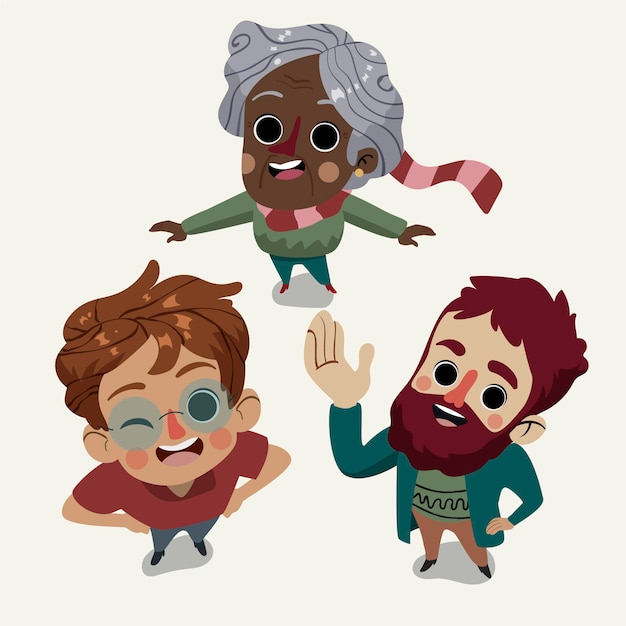 Free vector cartoon different people looking up