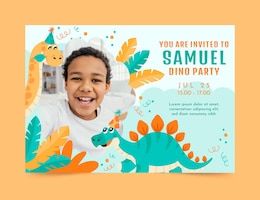 Cartoon dinosaur birthday invitation template