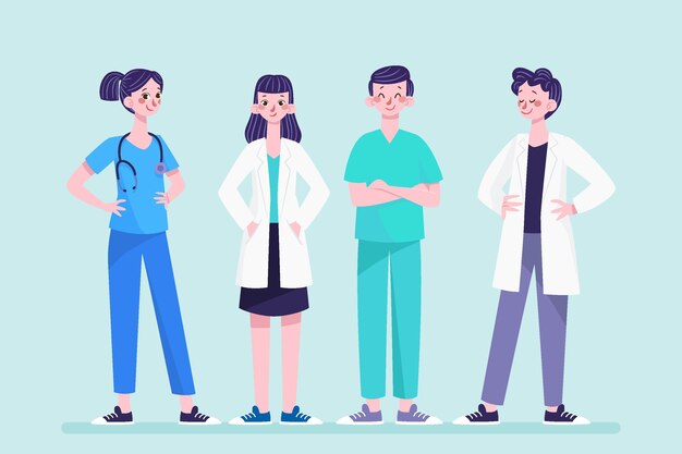 Free Vector cartoon doctors and nurses