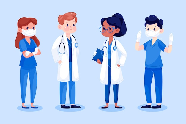 Free vector cartoon doctors and nurses